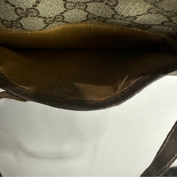 GUCCI Web Sherry Line GG Canvas Shoulder Bag PVC Leather Beige Green Vintage - Picture 10 of 15